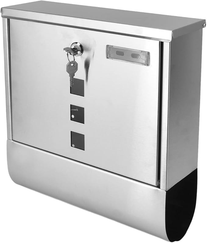 Wall Mounted Stainless Steel Locking Mailbox Secure Narrow Slot Weatherproof