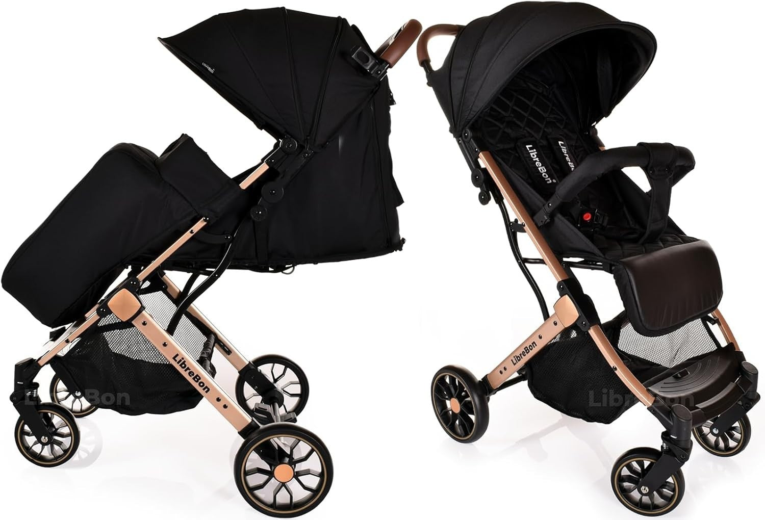 Lightweight Travel Baby Stroller One Hand Fold Compact Buggy Pink Gold