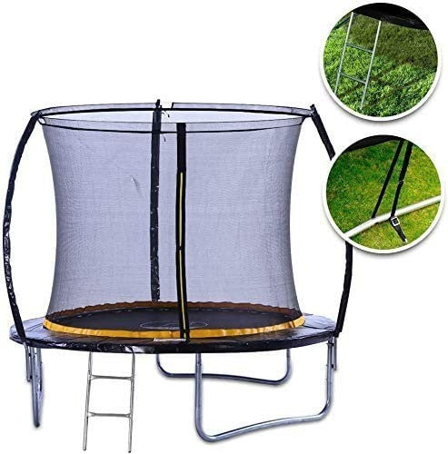 8ft Round Garden Trampoline w Safety Net Ladder Anchor Kit UV Mat