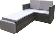 Outdoor Rattan Garden Sofa Set 2 Seater Lounge with Cushions & Extendable Footst
