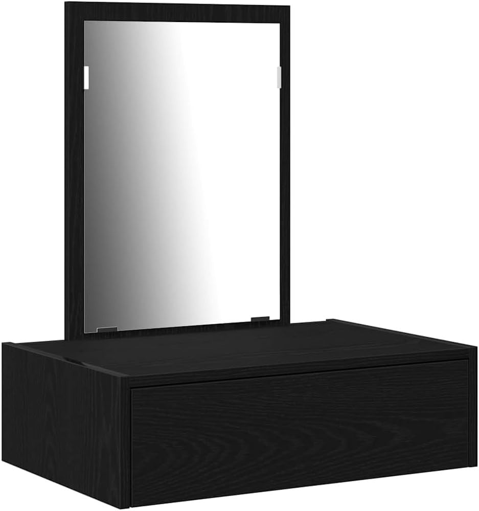 Modern Black Oak Dressing Table Vanity Desk Storage Drawer Small Space $\text{60