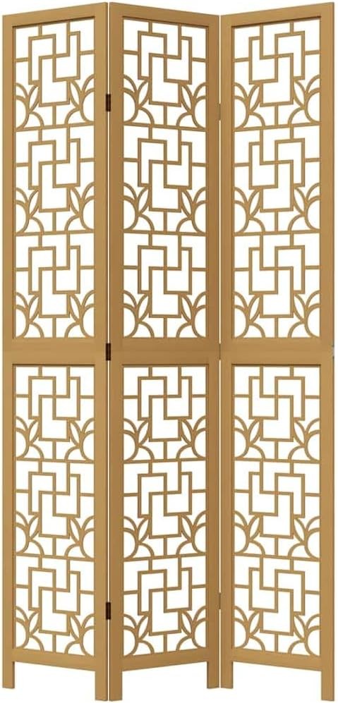 3 Panel Brown Wood Room Divider Folding Privacy Screen for Bedroom Living Room O