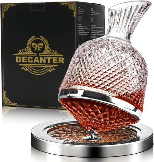 1500ml Crystal Wine Decanter 360° Rotating Aeration Set Luxury Gift Home Bar