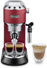 Retro Red Espresso Coffee Machine | 15 Bar Pressure | Milk Frother | Compact 1L
