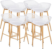 Bar Stools Set of 8 with Backrest 68cm Seat Height White Metal