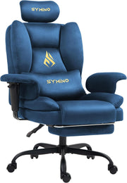 Ergonomic Gaming Chair w/ Footrest Pocket Spring Support Blue