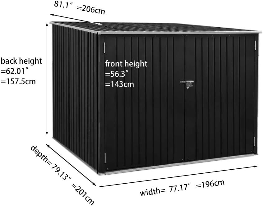 Metal Garden Bike Shed Pent Roof 4-Bike Locking Racks Outdoor Storage