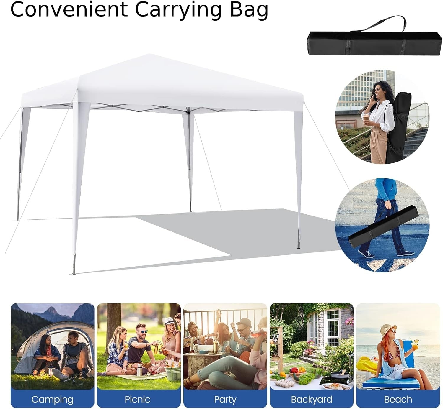 3x3m Pop Up Gazebo Waterproof UV Canopy Tent w/ Bag Height Adjustable