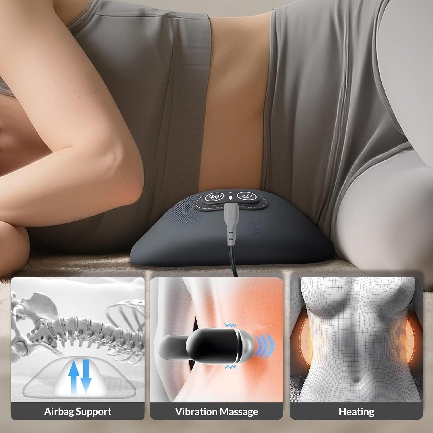 3 in 1 Back Massager Heat Vibration Traction Sciatica Relief