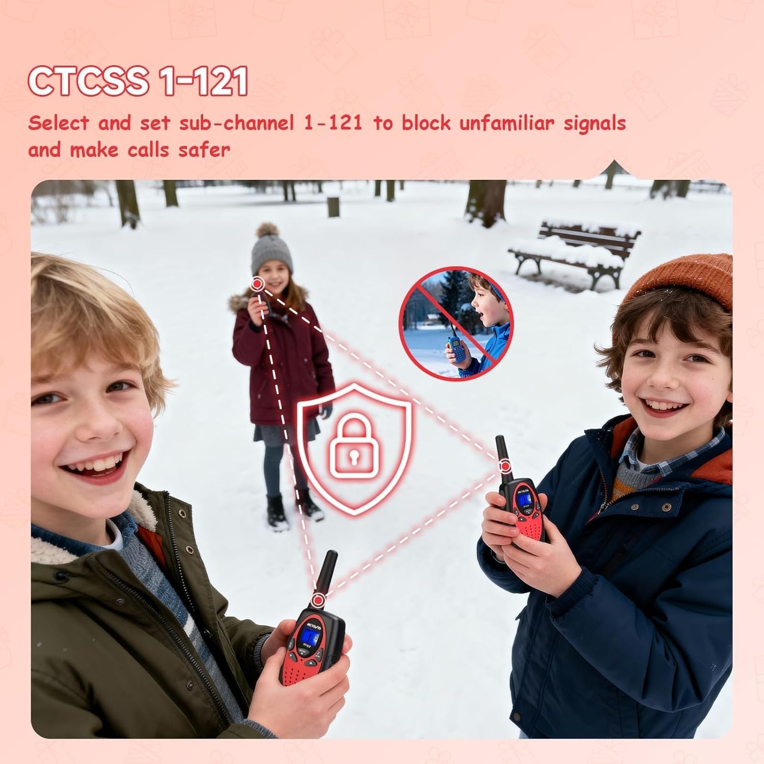 Kids Walkie Talkies 1 Pair Red Long Range VOX 8 Channel Toy Radios Easy Use