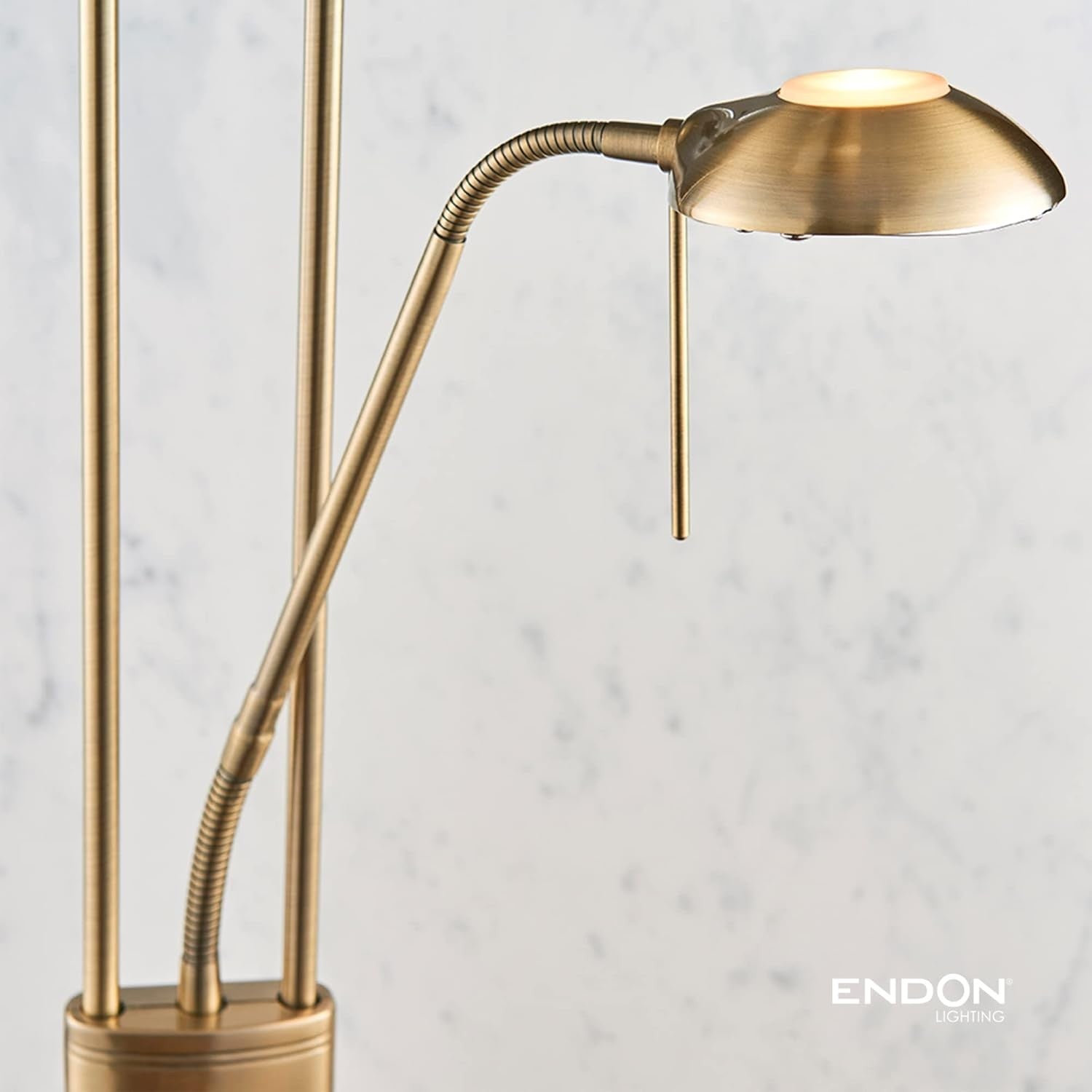 Antique Brass Mother Child Floor Lamp Uplighter with Reading Light