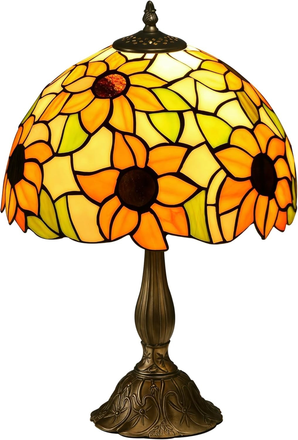 Sunflower Stained Glass Table Lamp Vintage Bedside Light for Bedroom