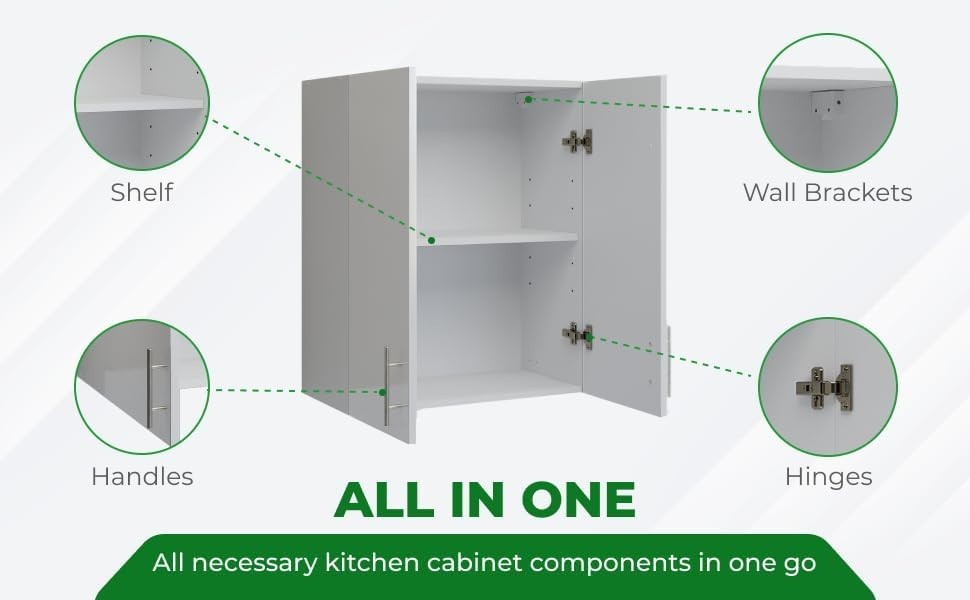 Space-Saving 60cm White Gloss Kitchen Wall Cabinet – Modern & Easy Install