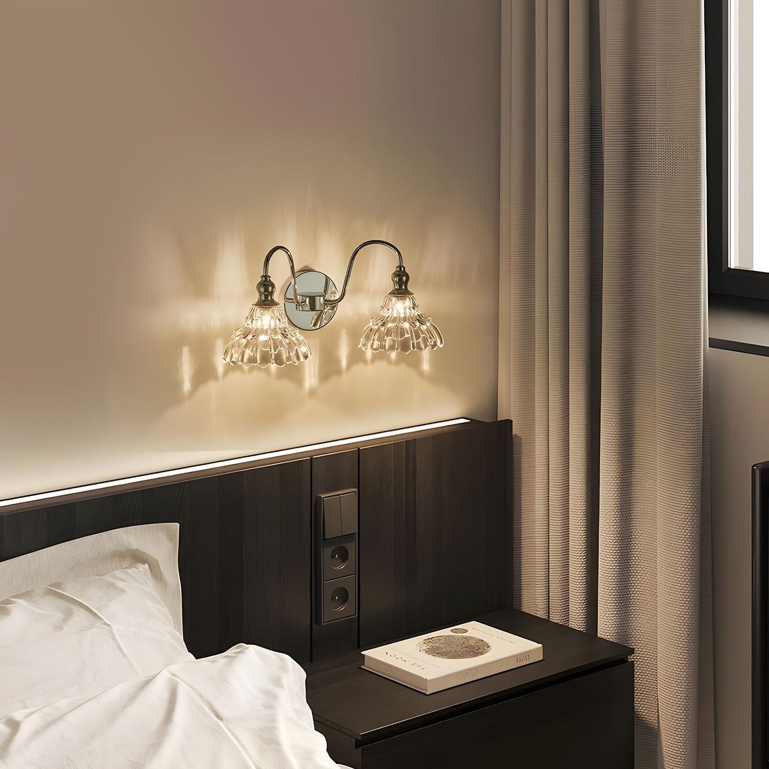 Wireless Battery Wall Sconces Set of 2, Dimmable Remote LED Lighting