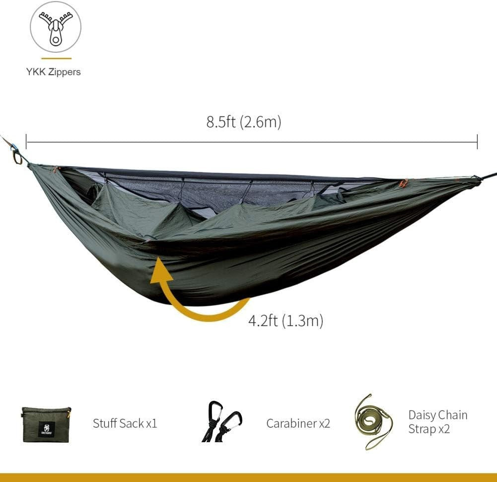 Camping Hammock with Mosquito Net & Warm Cover – Portable, Lightweight, 1 Person