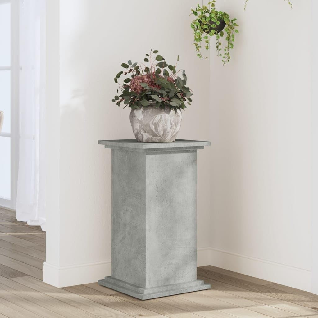 Concrete Grey Wood Plant Stand 60cm Tall Modern Display Pedestal Table Home Deco