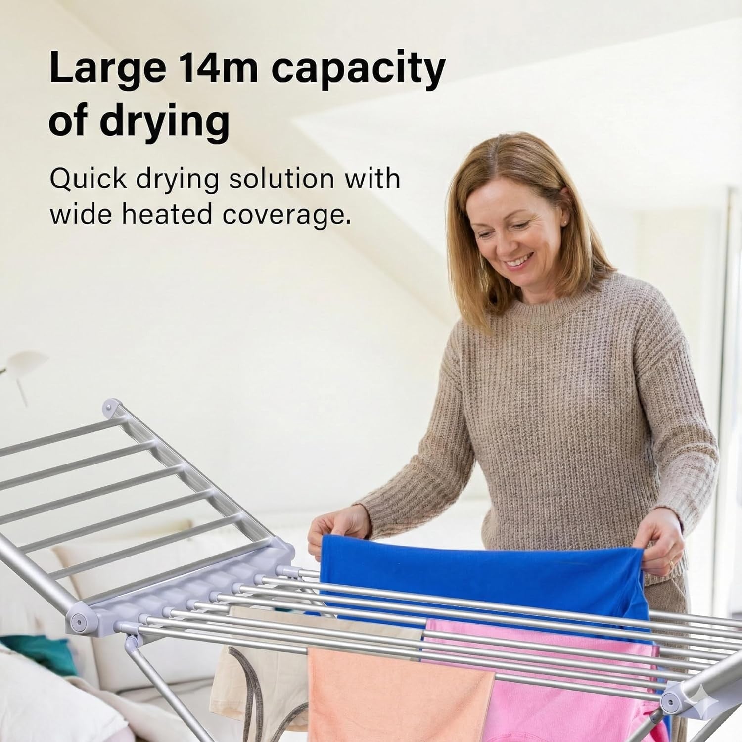 Electric Heated Clothes Airer Folding Drying Rack 20 Heated Bars