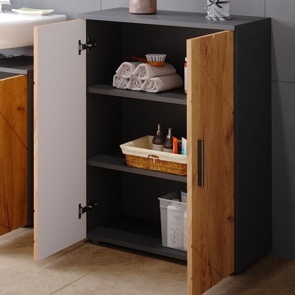 Space-Saving 2-Door Bathroom Storage Cabinet with Durable Melamine Finish