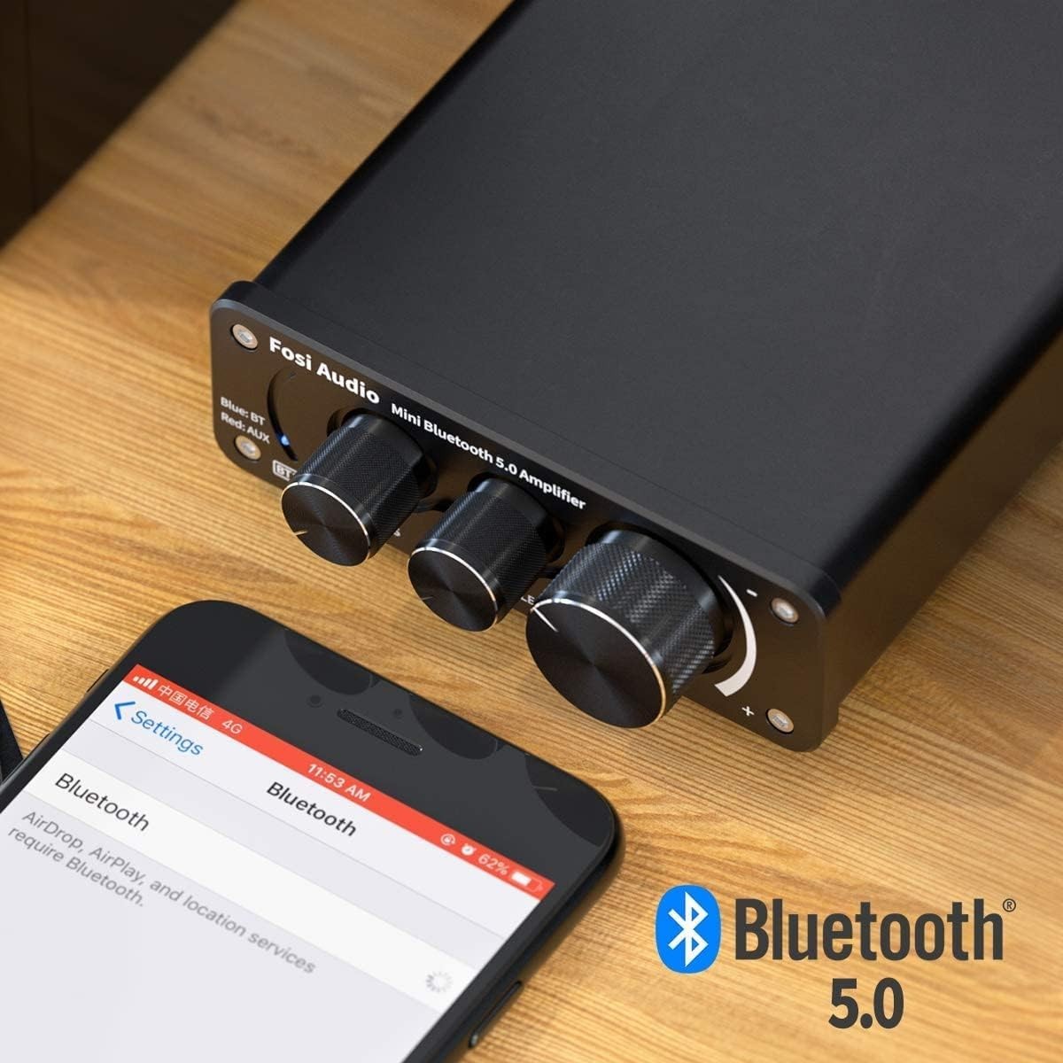 Bluetooth 5.0 Stereo Amplifier 50W x2 Mini HiFi Class D