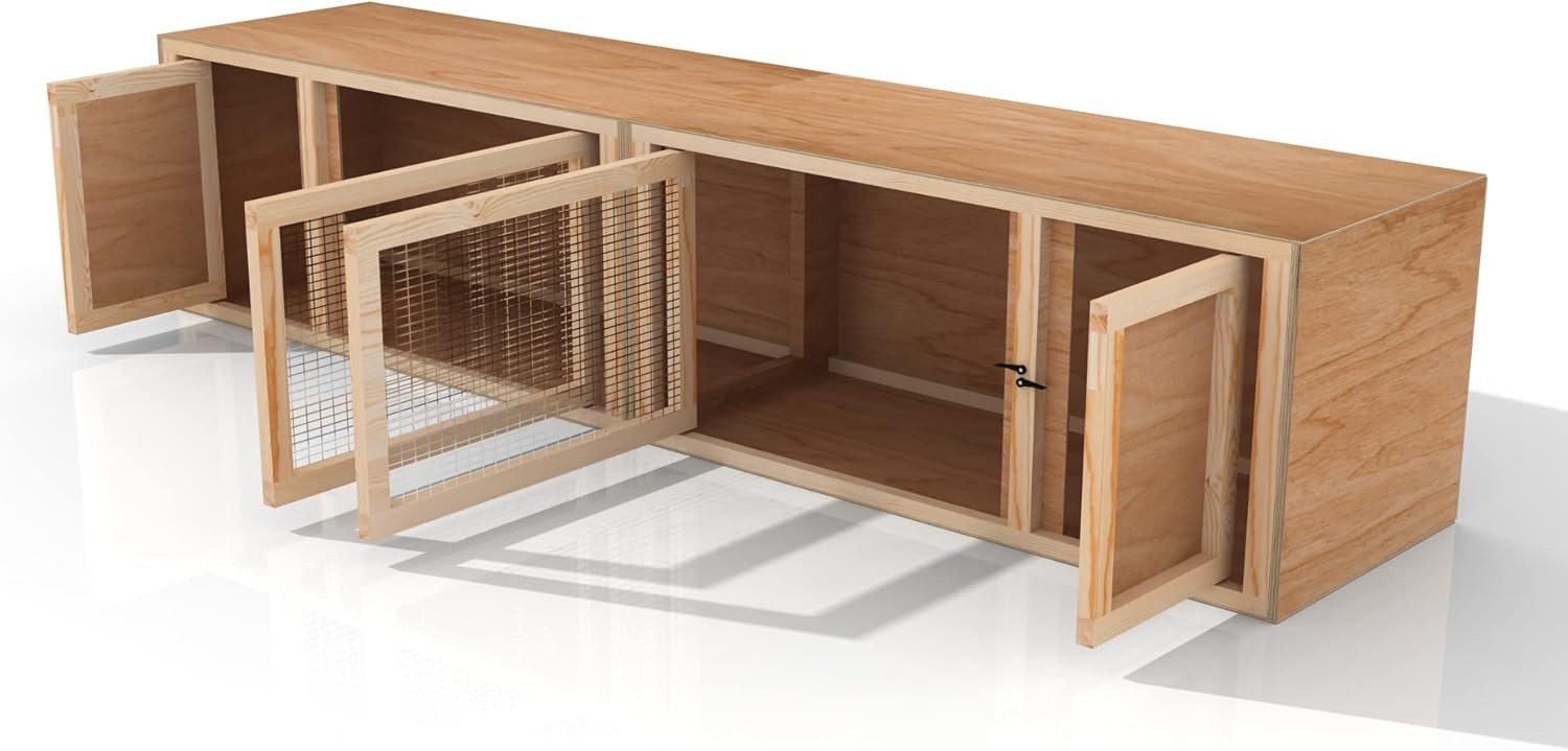 6ft XL Indoor Small Animal Hutch Stackable Wooden Cage Ventilated