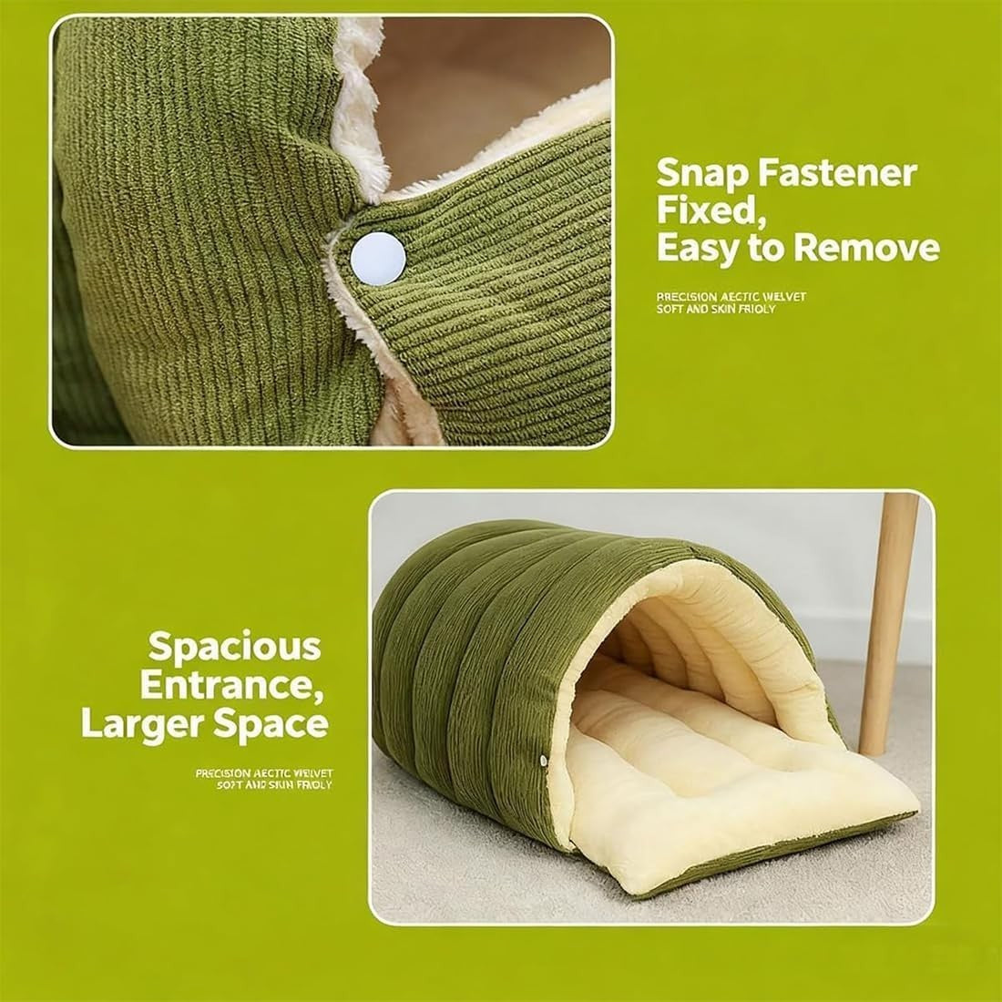 Winter Cat Cave Bed Cozy Pet Tent w Washable Cushion Non Slip L