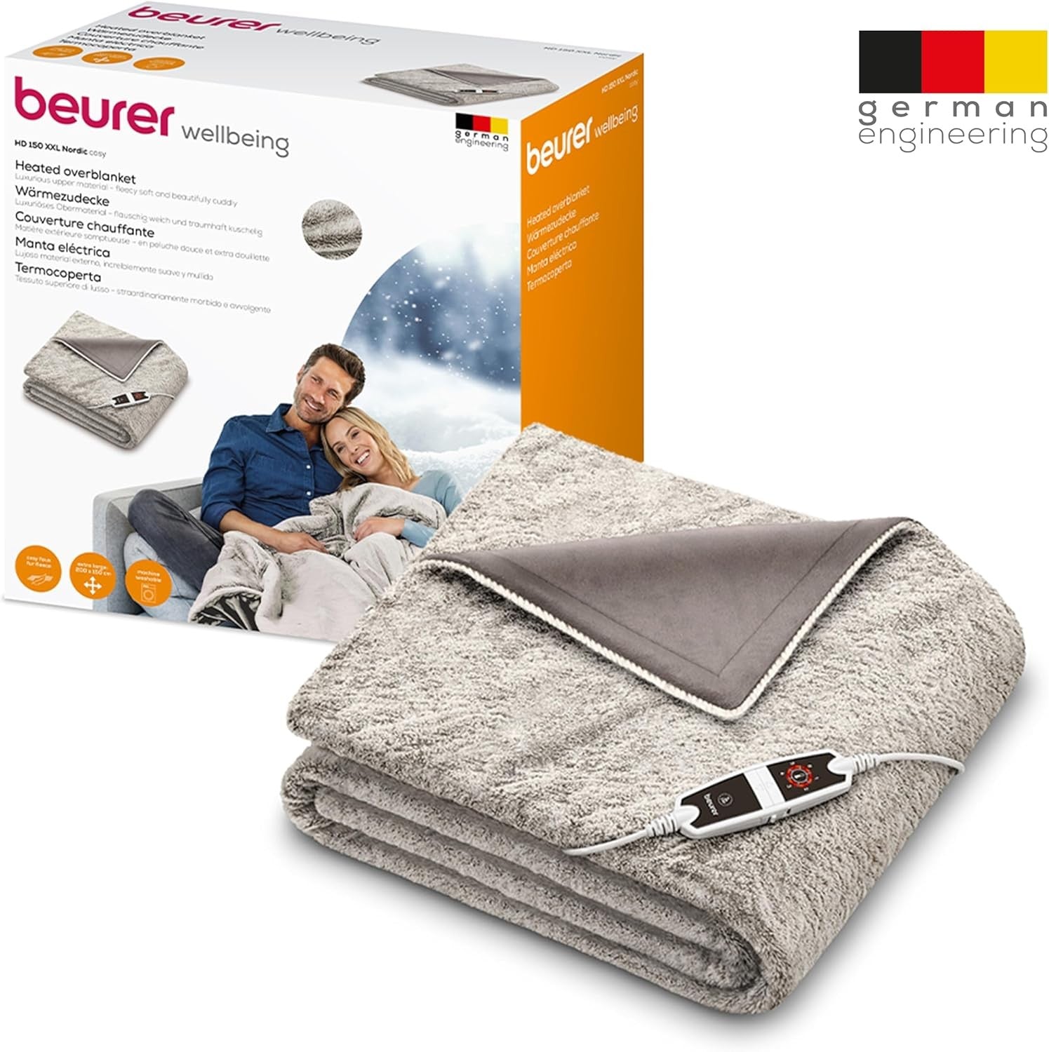 XXL Electric Heated Throw Faux Fur Fleece 6 Heat Auto Shut Off Washable