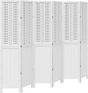 White 6 Panel Folding Room Divider Screen – Solid Wood & Bamboo Privacy Partitio