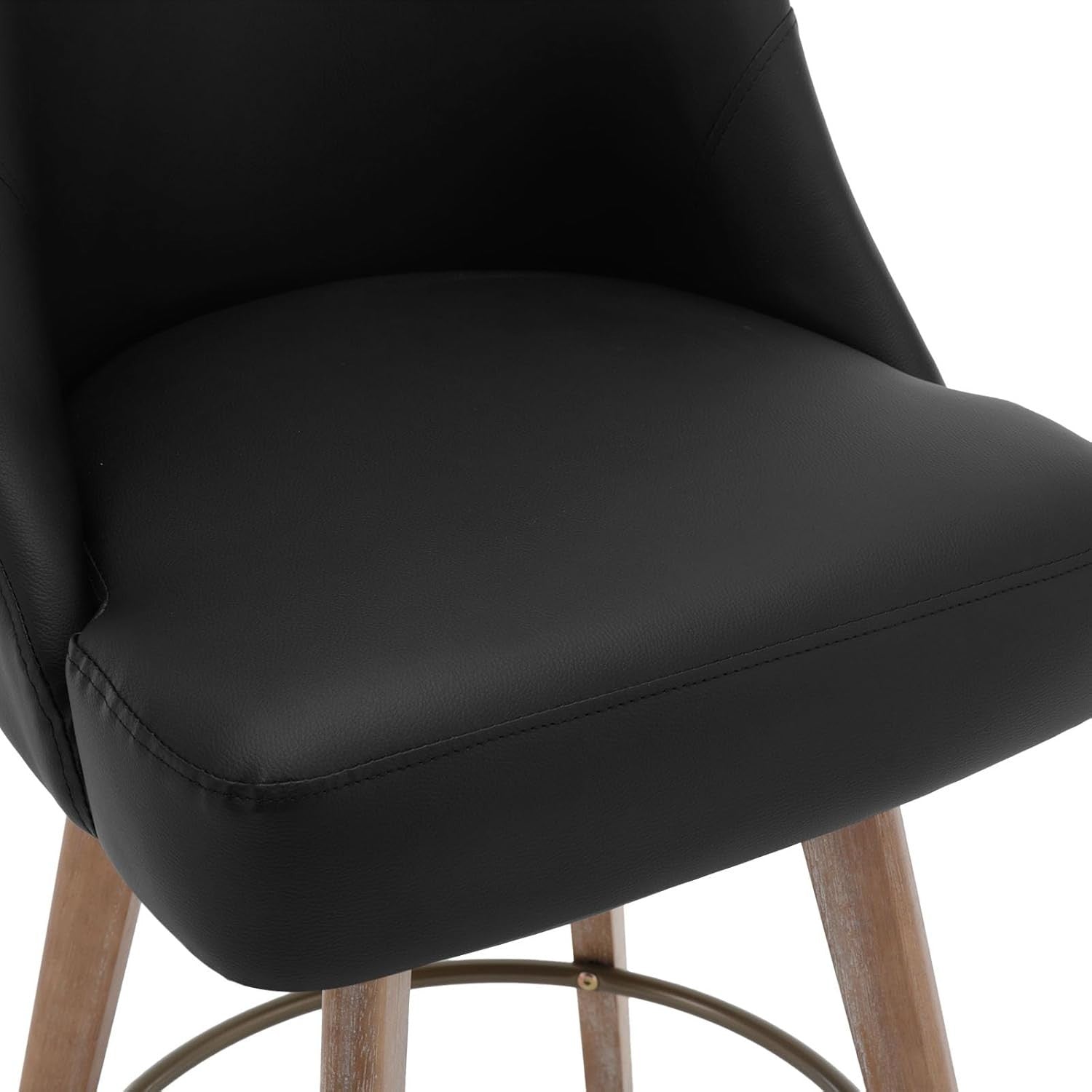 Swivel Counter Bar Stools Set of 2 PU Leather Wood 65cm Seat