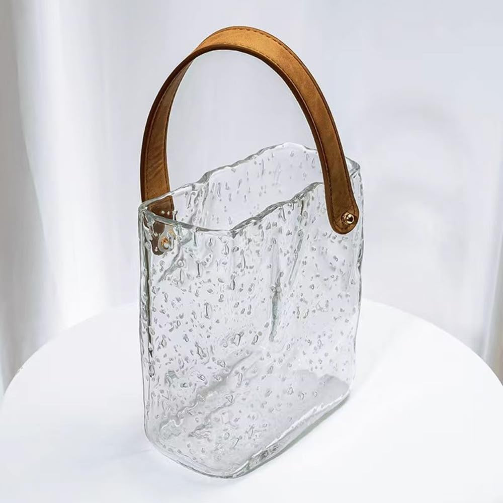 Glow Glass Bag Vase Luminous Handmade Flower Holder Table Home Decor