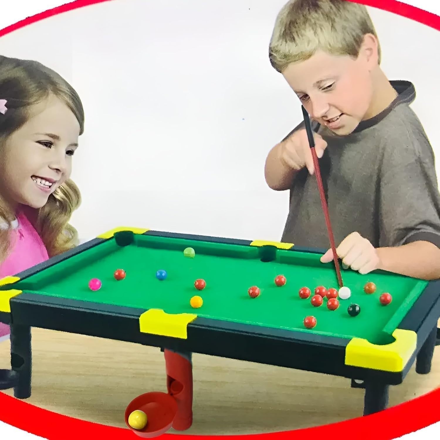 Kids Snooker Billiards Game Table Set Skill Building Compact Play Toy
