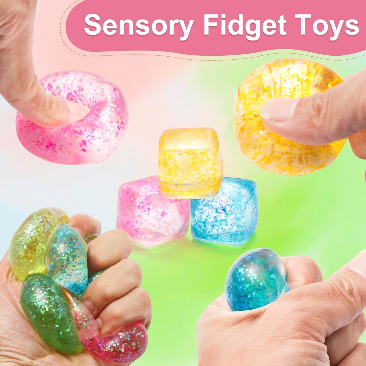 10PCS Stress Cube Squishy Fidget Toys Anxiety Relief Sensory