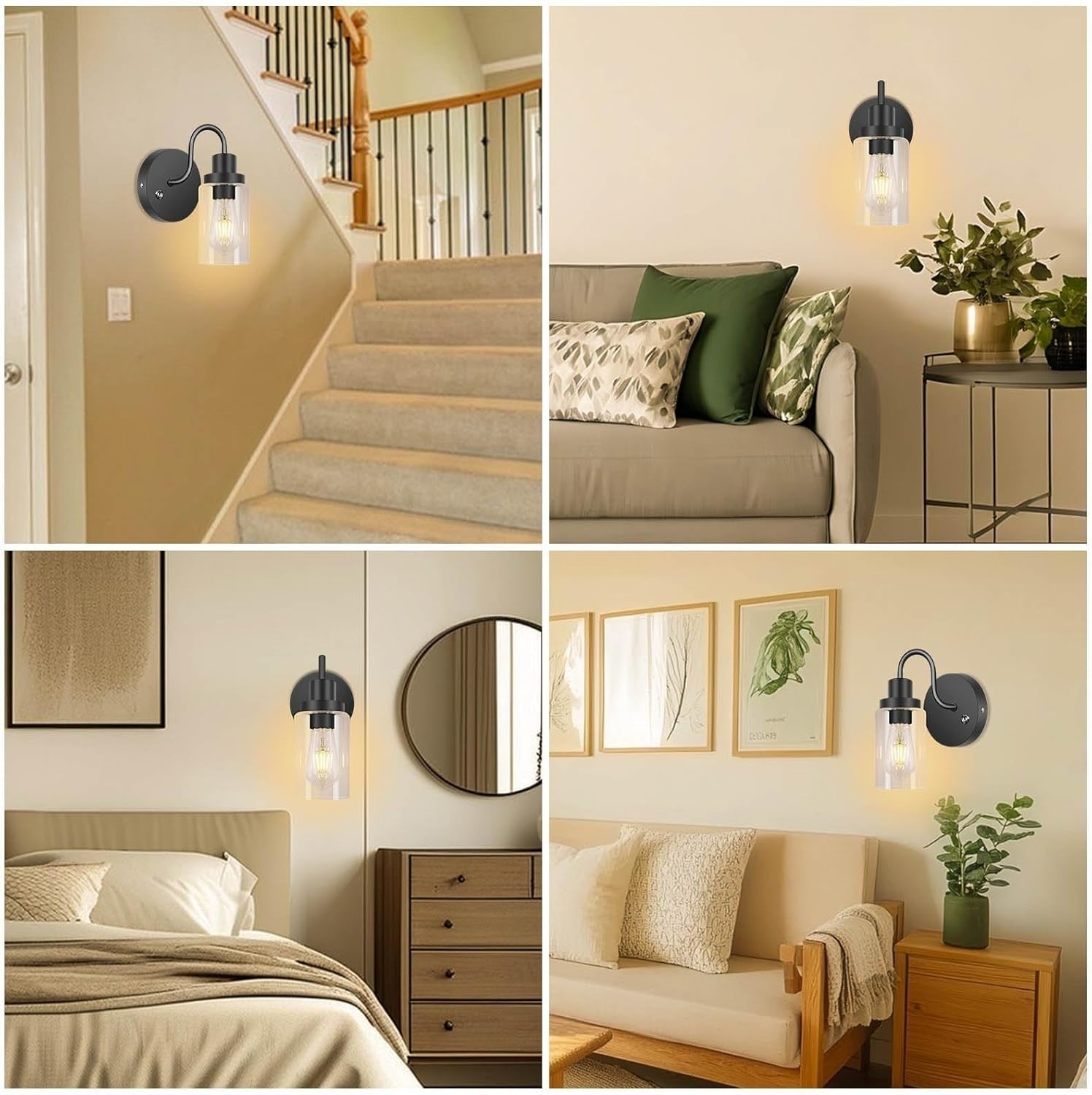 Wireless Rechargeable Wall Sconces 2-Pack, Dimmable 3 Colors, Remote