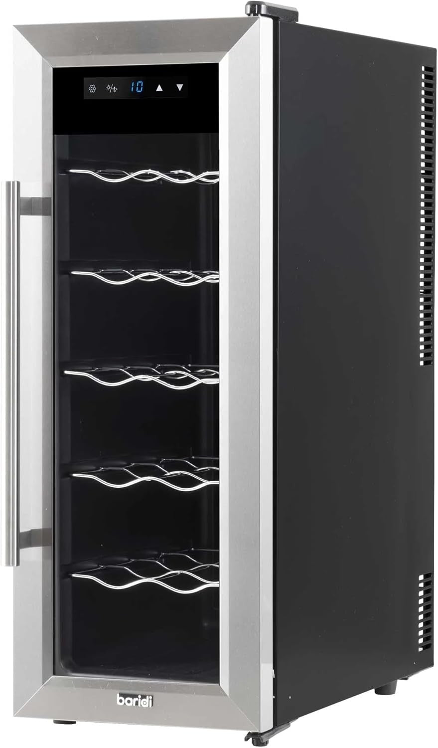 12 Bottle Wine Cooler Slim Fridge Touch Control LED Glass Door Freestanding