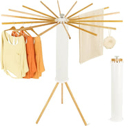 Wooden Clothes Airer Tripod Folding Laundry Drying Rack Portable