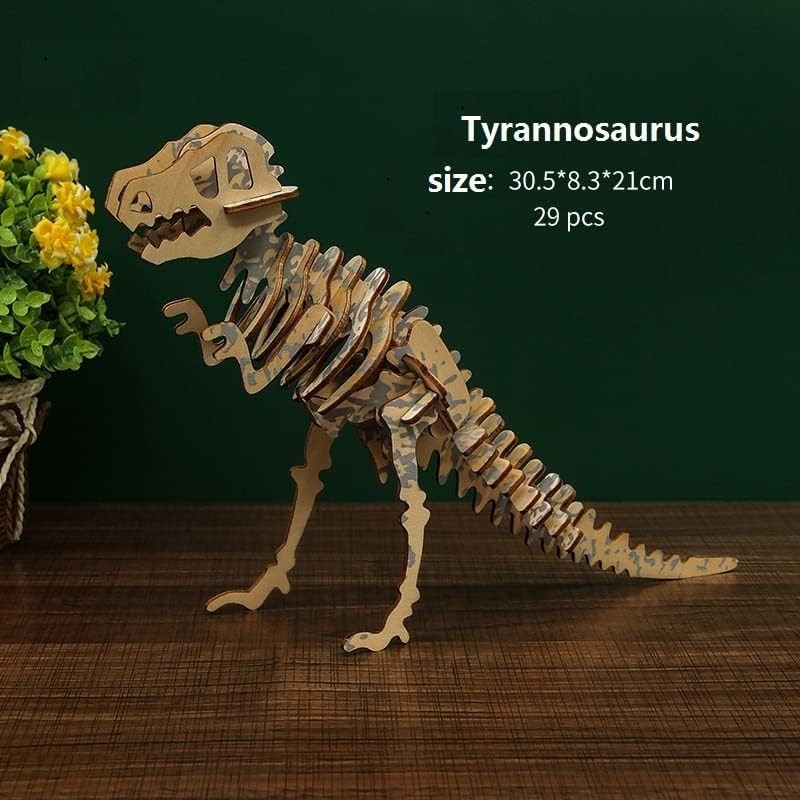 3D Dinosaur Wooden Puzzle Kit – Educational, DIY Craft, Fun Kids Toy