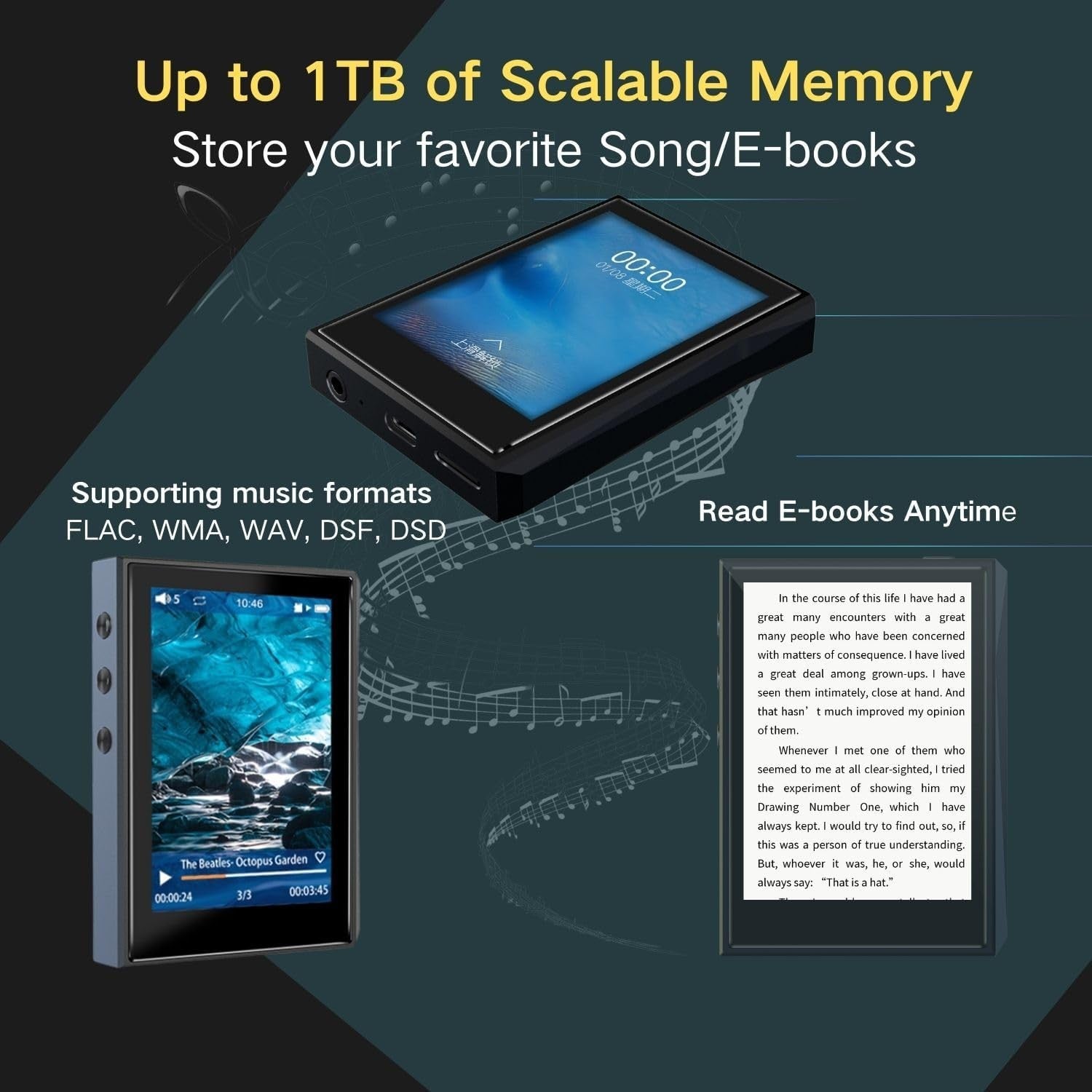 HiFi MP3 Player Bluetooth Full Touch 32GB DSD 1TB