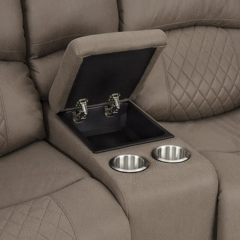 2 Seater Recliner Sofa Air Leather Brown Manual Couch Cupholder Storage