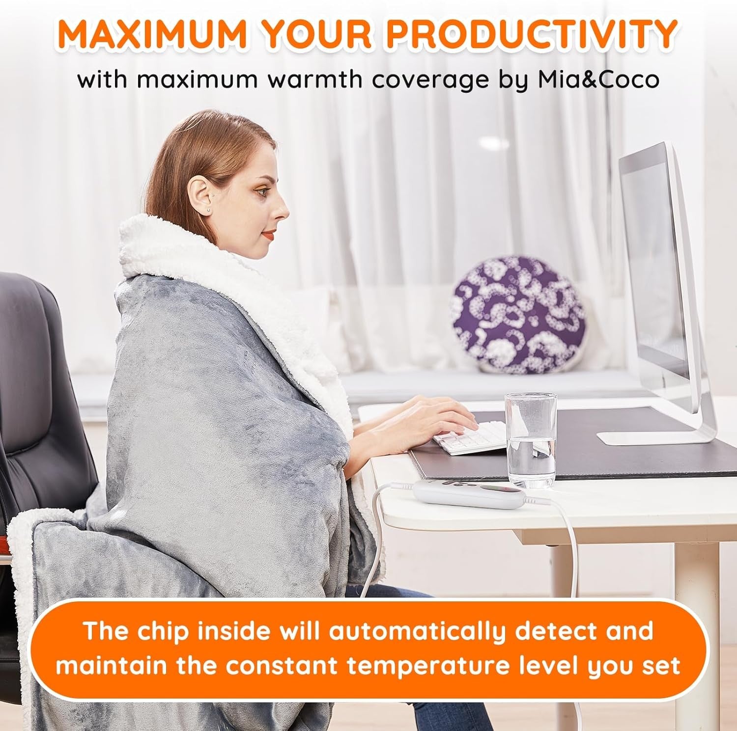 Electric Heated Throw Blanket Fast Heat 10 Levels Sherpa Flannel 120x160cm