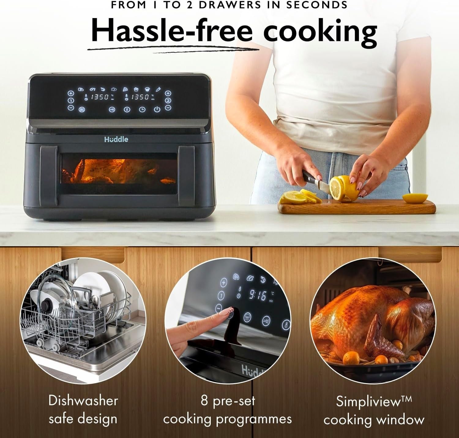 9L Air Fryer Oven Digital Touchscreen Dual Baskets 8 Cooking Modes Healthy