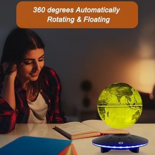Levitating Globe 7 Colors, Magnetic Floating 6" Rotating World Map Lamp