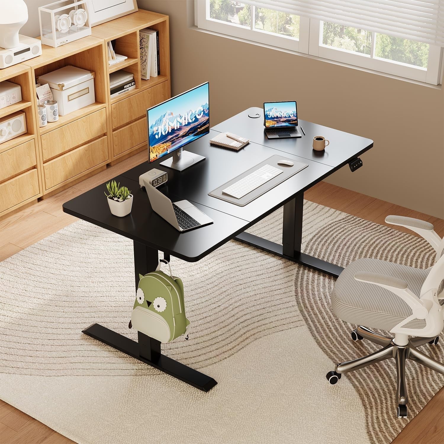 Electric Standing Desk 100x60cm Adjustable Sit Stand Table with Memory – Black