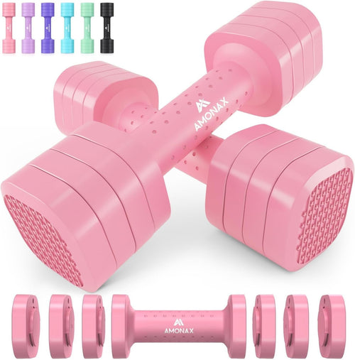 Pink Adjustable Dumbbell Pair 2–5lb 4-Level Quick Lock Non-Slip Home Gym