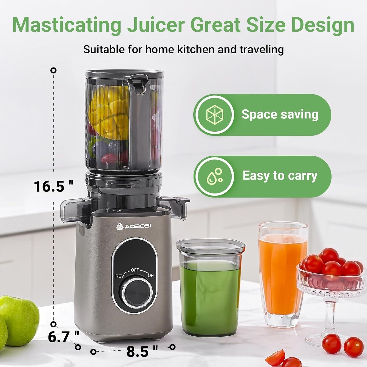 Cold Press Juicer 110mm Wide Chute Whole Fruit Slow High Yield Easy Clean