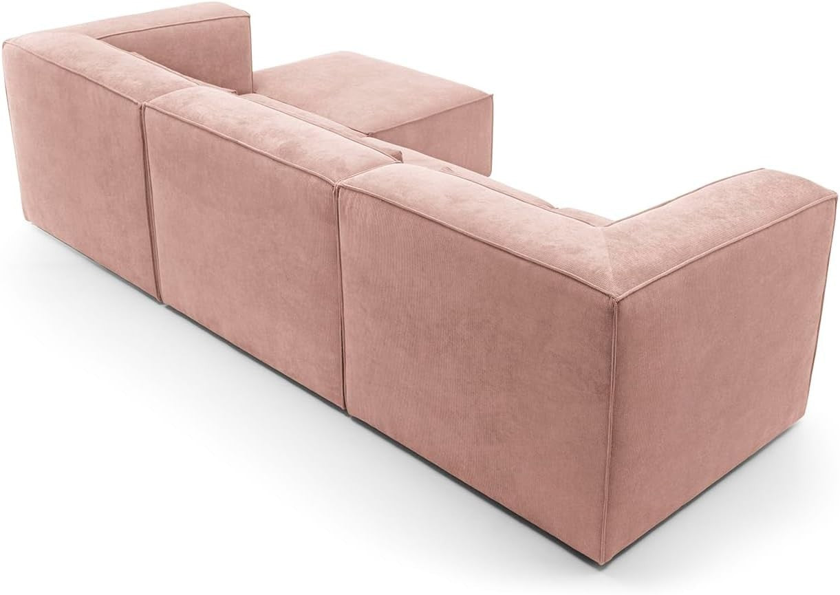 Pink Corner Sofa L Shape | Reversible Modular 3 Seater Sectional Couch
