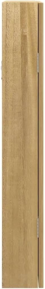 Slim Wall Mounted Jewelry Cabinet Mirror Lockable Space Saving Brown