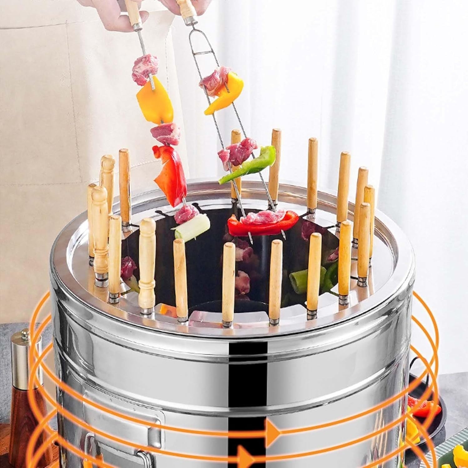 Portable Vertical Charcoal Grill Smokeless Hanging BBQ Barrel