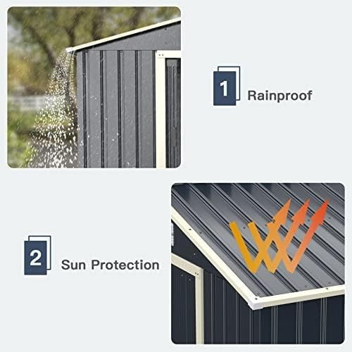 Metal Garden Storage Shed 7x4ft Waterproof Outdoor Tool Shed with Sliding Doors