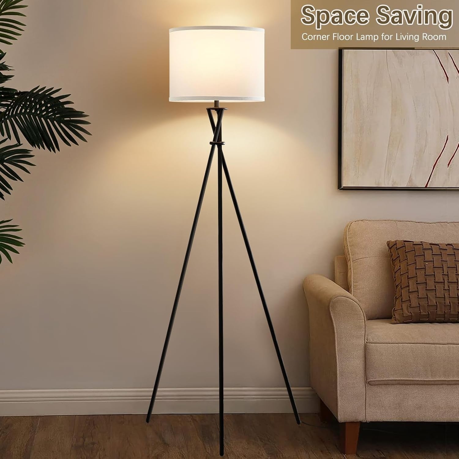Tripod Floor Lamp Standing Light with Foot Switch Modern Living Room