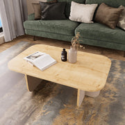 Modern Oak & Grey Coffee Table 100cm – Stylish Living Room Table with Curved Cor