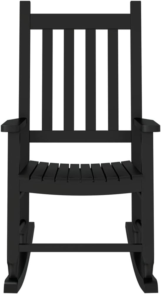 Kids Black Wooden Rocking Chair Safe Design Smooth Motion Indoor Outdoor